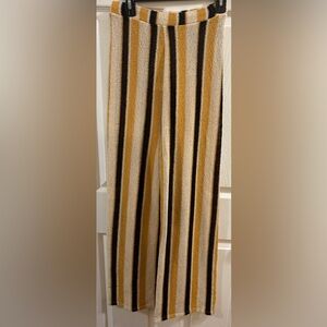 Zara Knit Pants with Yellow, Black, and Cream Stripes